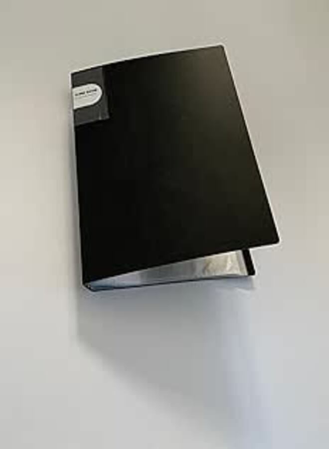 Clever 60 Crystal Clear Pockets Classic Clear Book, A4 Size, Black